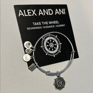 Alex and Ani Silver “Take the Wheel” Nautical Charm Bangle/Bracelet
